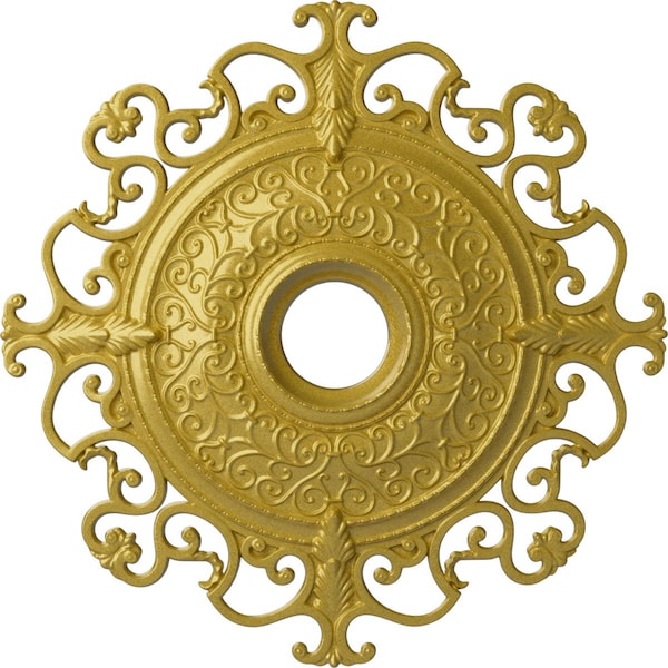 Ekena Millwork Orleans Ceiling Medallion (Fits Canopies up to 8 1/4"), 38 3/8"OD x 6 5/8"ID x 2 7/8"P, Rich Gold CM38OLRGS - main